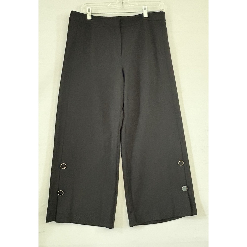 Ann Taylor Factory Cropped Wide Leg Dress Pants Black Women's Career Chic 6‎